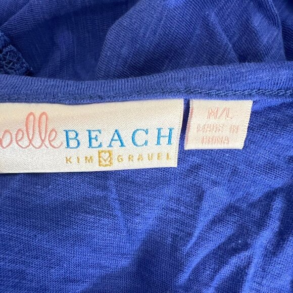 Belle Beach by Kim Gravel Cover Up ~ sz M L Slub Knit Tie Front Blue A499680 - Picture 4 of 6